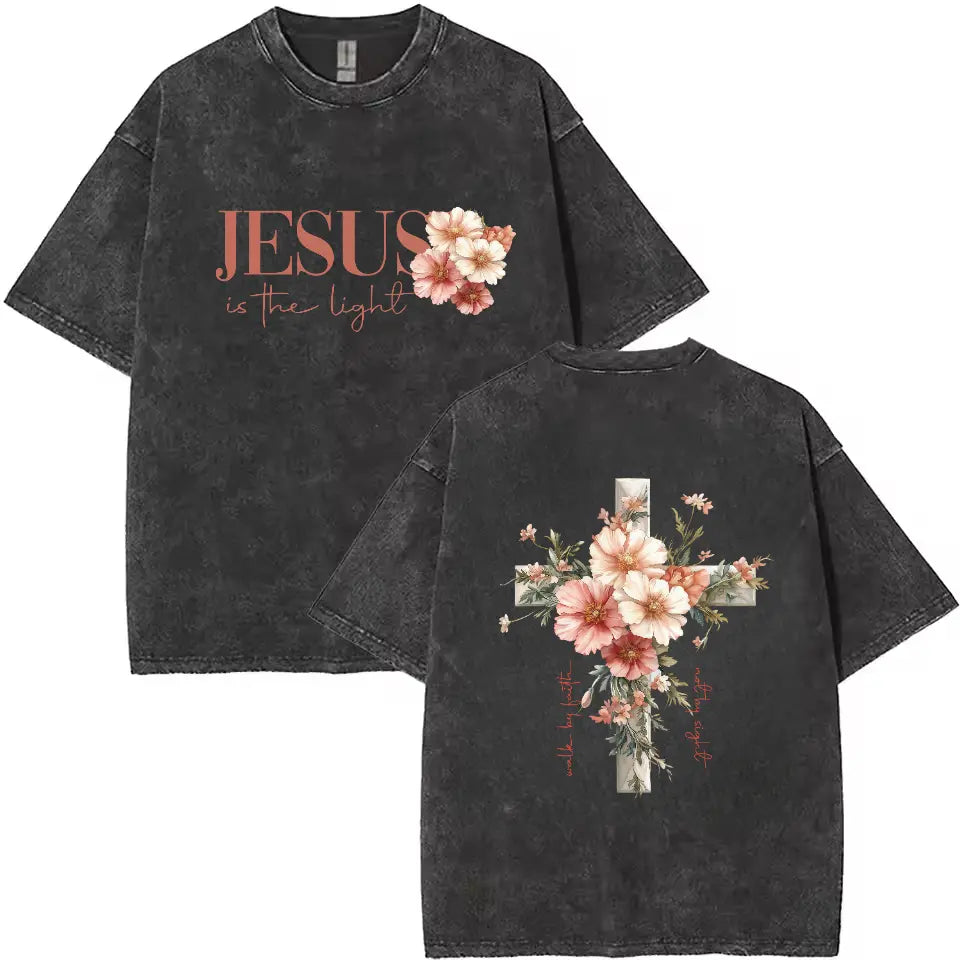 "Jesus Is The Light" Floral Christian Shirt | His Grace Is Enough Tee