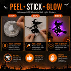 Halloween LED Silhouette Wall Light Stickers – Battery-Powered Waterproof Peel & Stick Window Decor