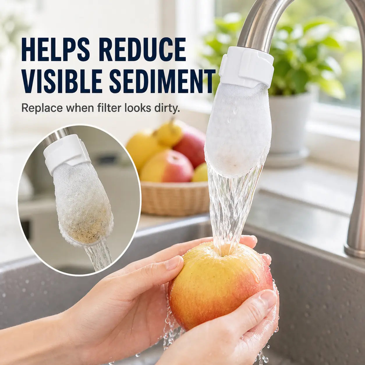 Faucet Cotton Sediment Filter Sock Bags – 50 Pack Splash-Reducing Tap Water Strainer