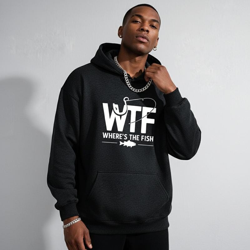 Funny Fishing Graphic Hoodie | Men's Cotton Blend Outdoor Pullover