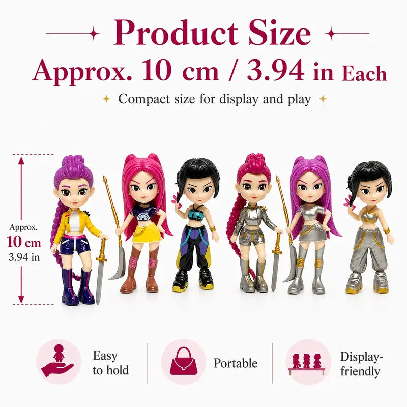 6pc K-Pop Idol Figurine Set | Mini Anime Style Model Toys for Collection