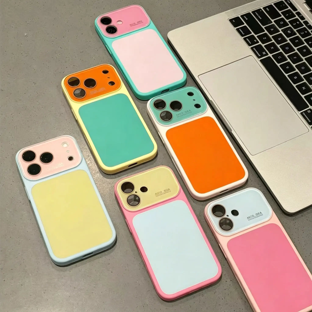 Dopamine Color Block Phone Case – Soft Shockproof Aesthetic Cover for iPhone 17 Pro Max