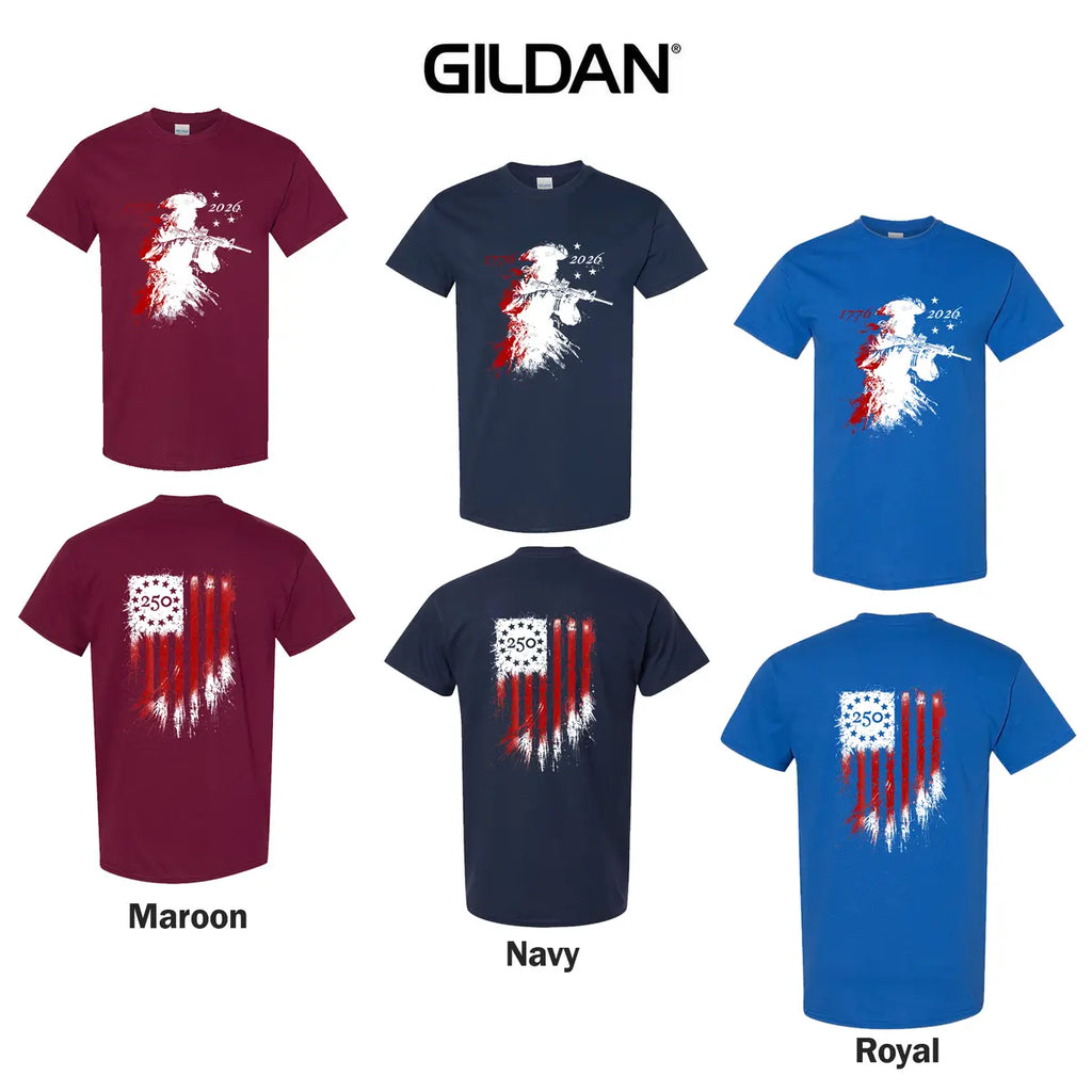 Men's America 250th Anniversary T-Shirt – 1776-2026 Patriotic Revolutionary Soldier Cotton Blend Top