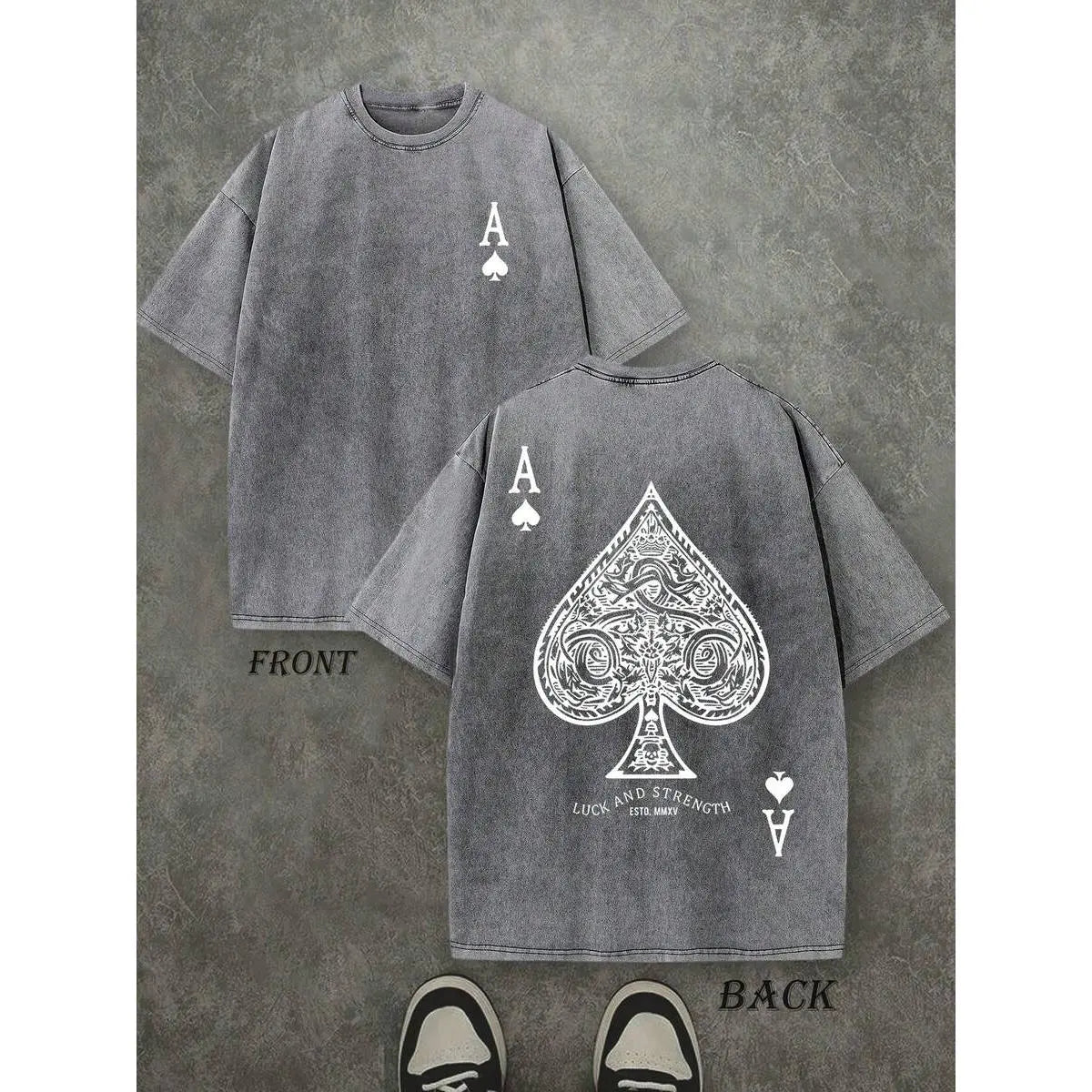 "Luck & Strength" Ace of Spades Tee | 230g Heavyweight Washed Cotton
