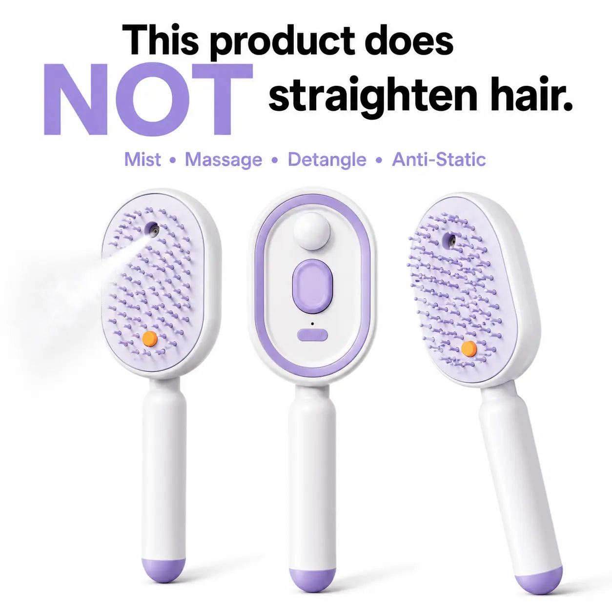 Electric Spray Air Cushion Massage Comb – Self-Cleaning Anti-Static Hair Brush