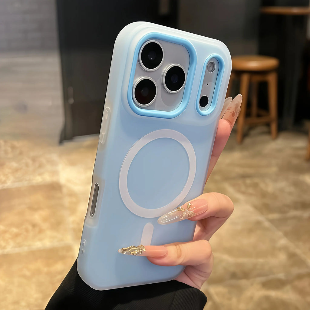 Luxury Candy-Colored 2-In-1 Magnetic Case for iPhone 17-11 Pro Max: Frosted Shockproof Wireless Charging Cover