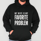 Men's Funny "My Wife Is My Favorite Problem" Cotton T-Shirt – Classic Graphic Crew Neck Tee
