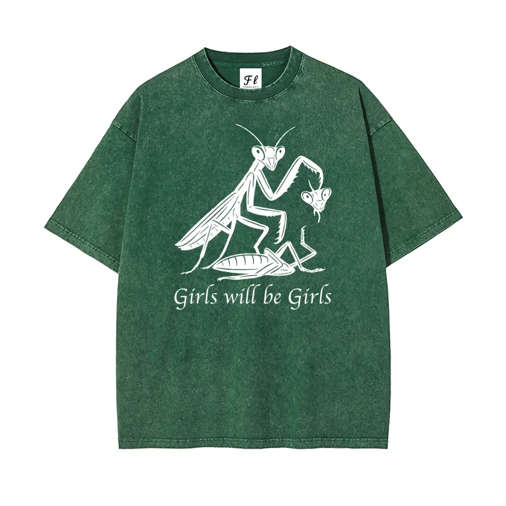 "Girls Will Be Girls" Oversize Graphic Tee: Premium Washed Unisex Apparel