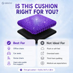GEECO Purple Gel Seat Cushion – Firm Honeycomb Cooling Pad with Non-Slip Cover