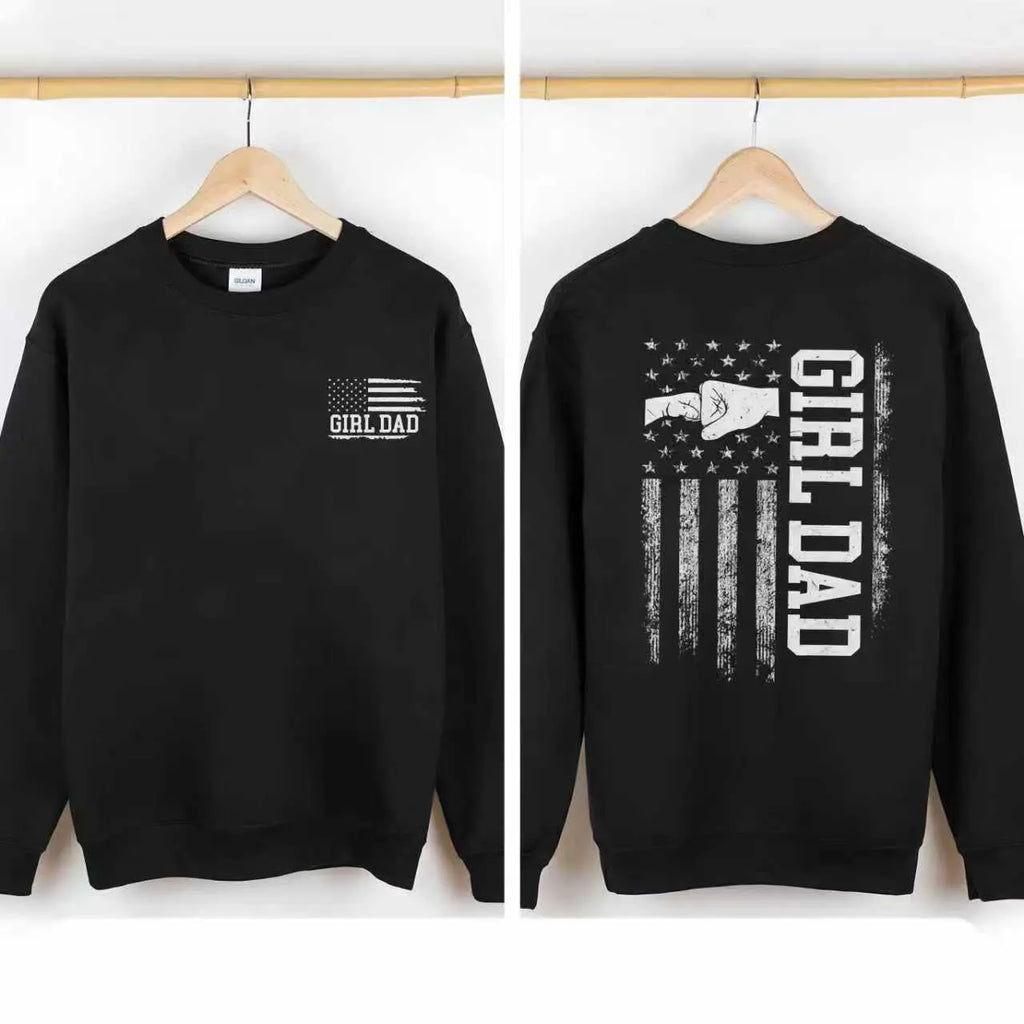 "Girl Dad" American Flag Fist Bump Tee: Vintage Double-Sided Graphic Shirt