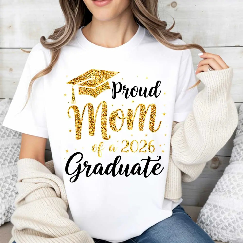 "Proud Mom of a 2026 Graduate" Shirt | Graduation Cap Graphic Tee