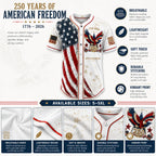 Men's USA 250th Anniversary Baseball Jersey – Vintage Patriotic 1776-2026 Eagle Button Down Shirt