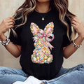 "Easter Bunny with Bow" T-Shirt | Cute Colorful Swirls Spring Graphic Tee