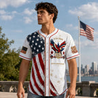 Men's USA 250th Anniversary Baseball Jersey – Vintage Patriotic 1776-2026 Eagle Button Down Shirt