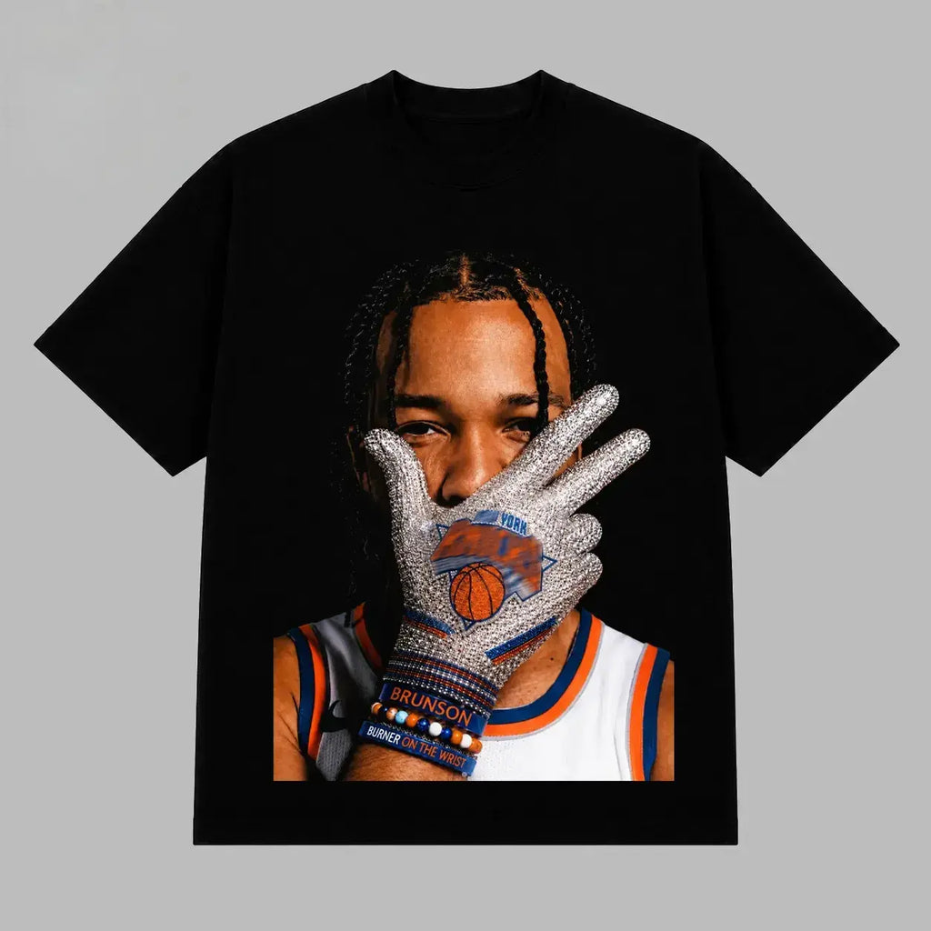 Jalen Brunson "Brunson Burner" Graphic T-Shirt – Vintage Streetwear Basketball Fan Apparel