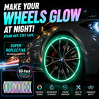 60-Piece Glow in The Dark Reflective Wheel Rim Stickers – Waterproof Universal Decals for Cars