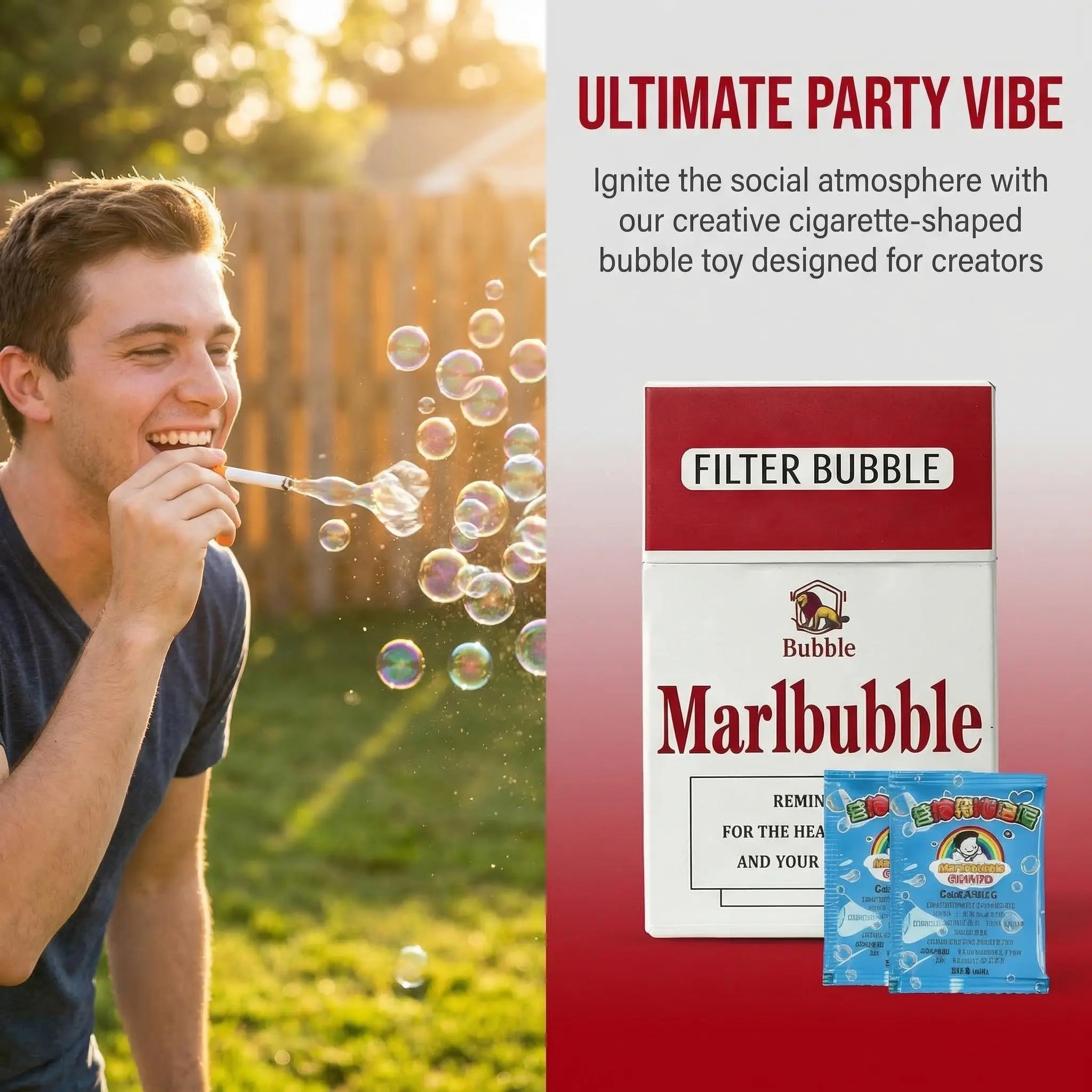 Summer Vibes Bubble Cigarette Stress Relief Toy - Mini Bubble Blower Gift for Birthday & Holiday Parties