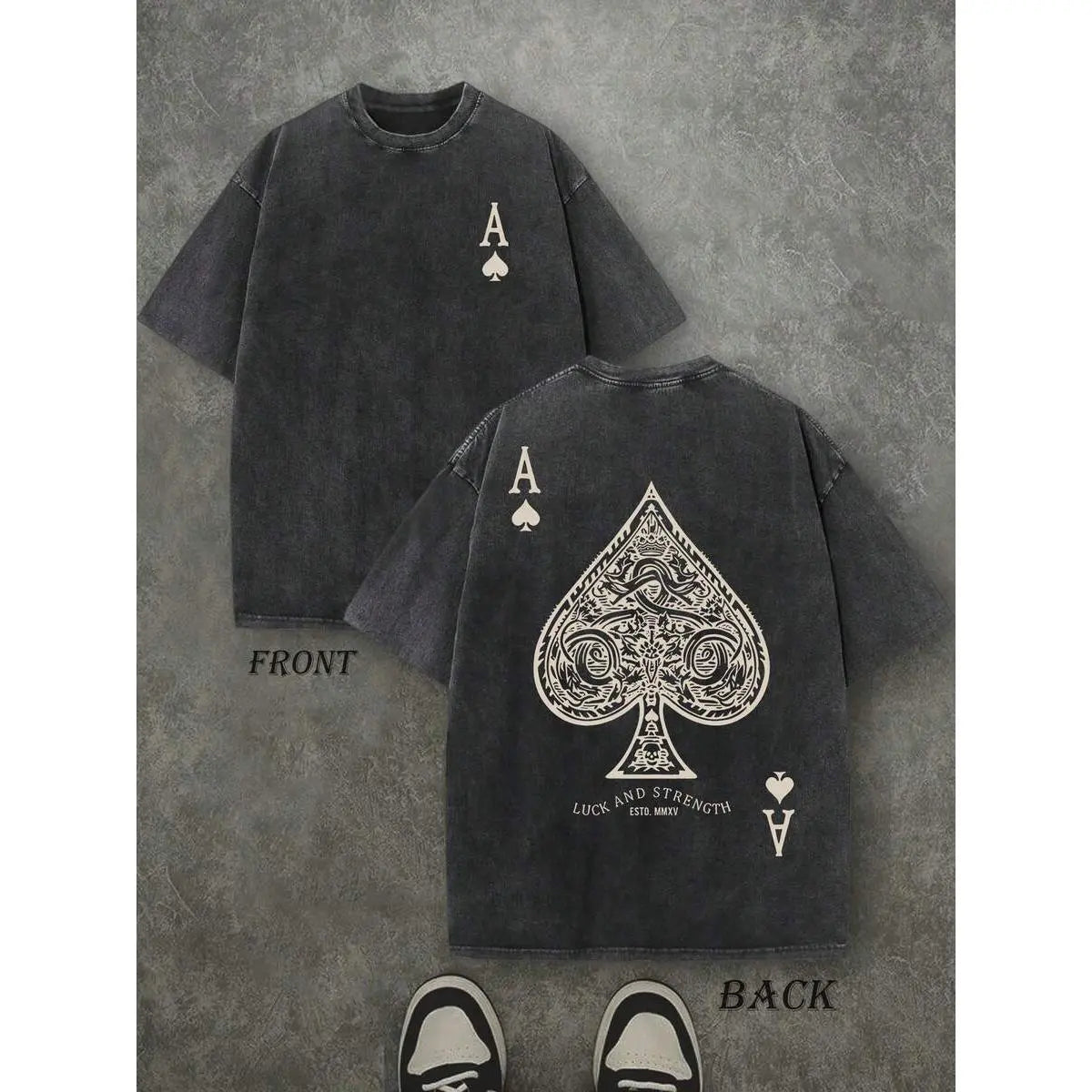"Luck & Strength" Ace of Spades Tee | 230g Heavyweight Washed Cotton