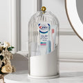 360° Rotating Clear Toothbrush Holder with Transparent Door – Countertop Bathroom Vanity Organizer (1-Pack)
