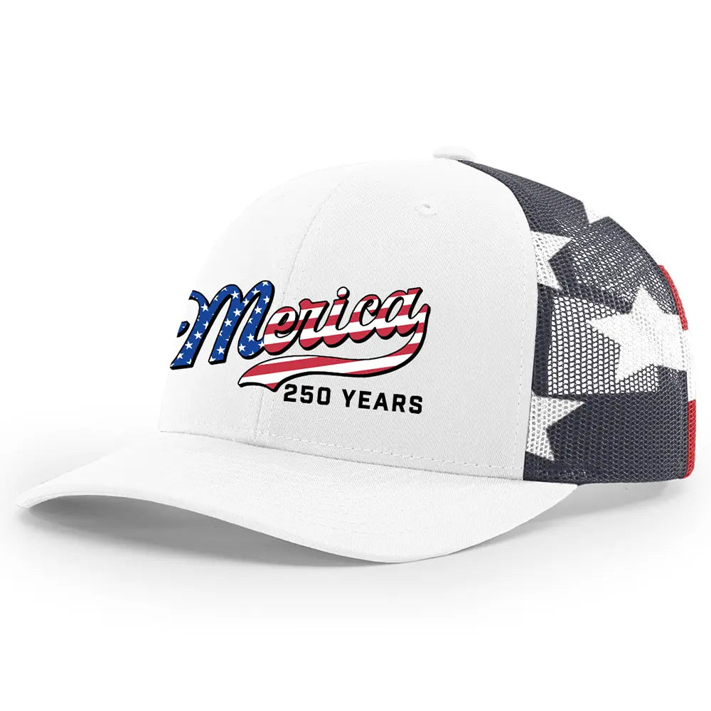 USA 250th Anniversary Patriotic Embroidered Mesh Trucker Hat