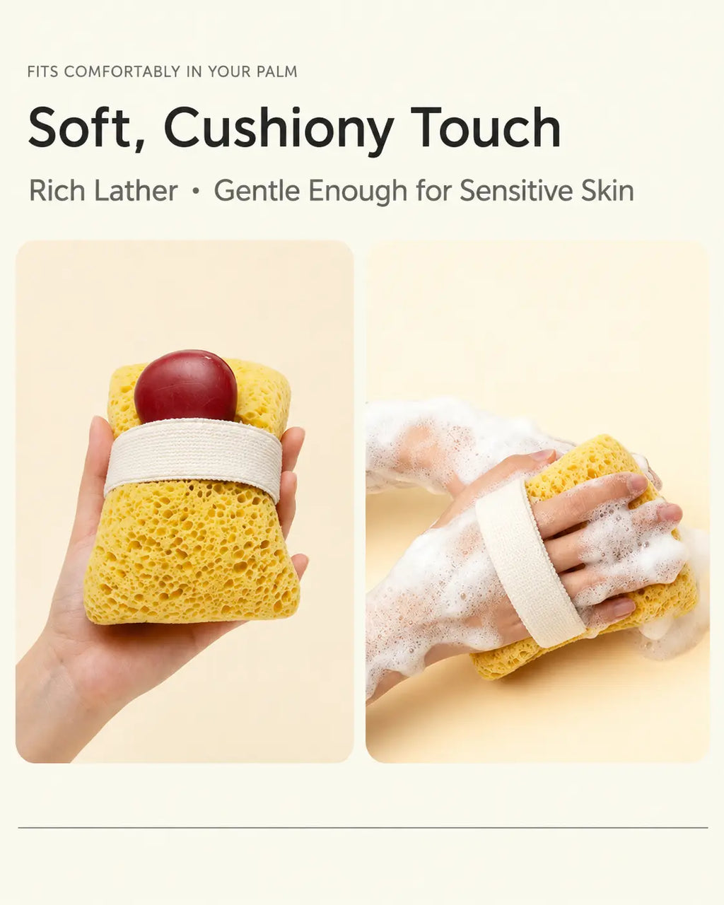 2-Pack Soft Bath Sponge with Soap Pocket – Quick-Foaming Body Scrub Sponge