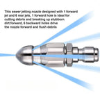 Stainless Steel Sewer Jetter Nozzle – 65000 PSI High-Pressure Drain Cleaner (1/4" Quick Connect)