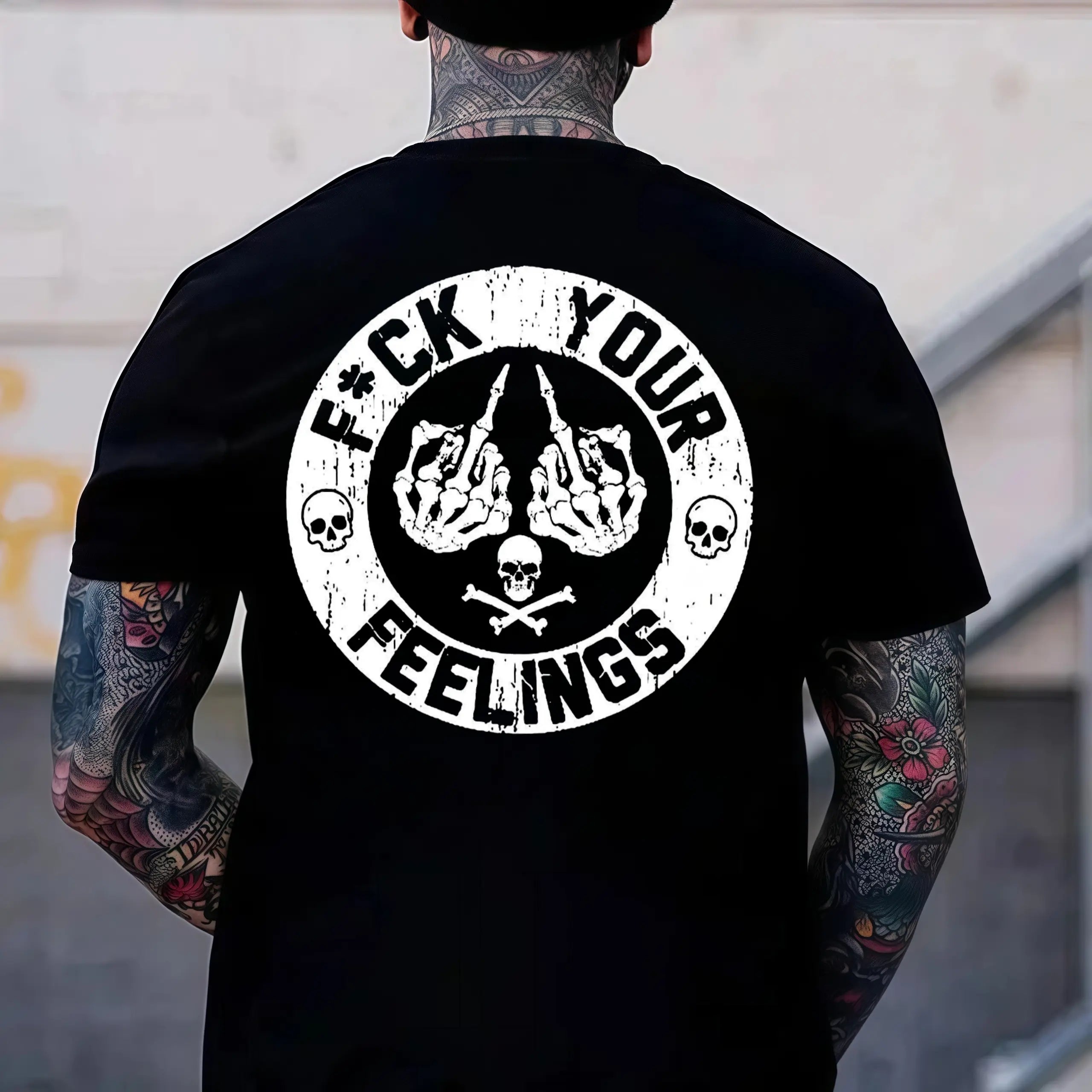 "F*ck Your Feelings" Skull T-Shirt | Edgy Sarcastic Statement Graphic Tee