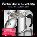 1-Count Stainless Steel Kitchen Oil Dispenser Container – Strainer & Tray Oil Can
