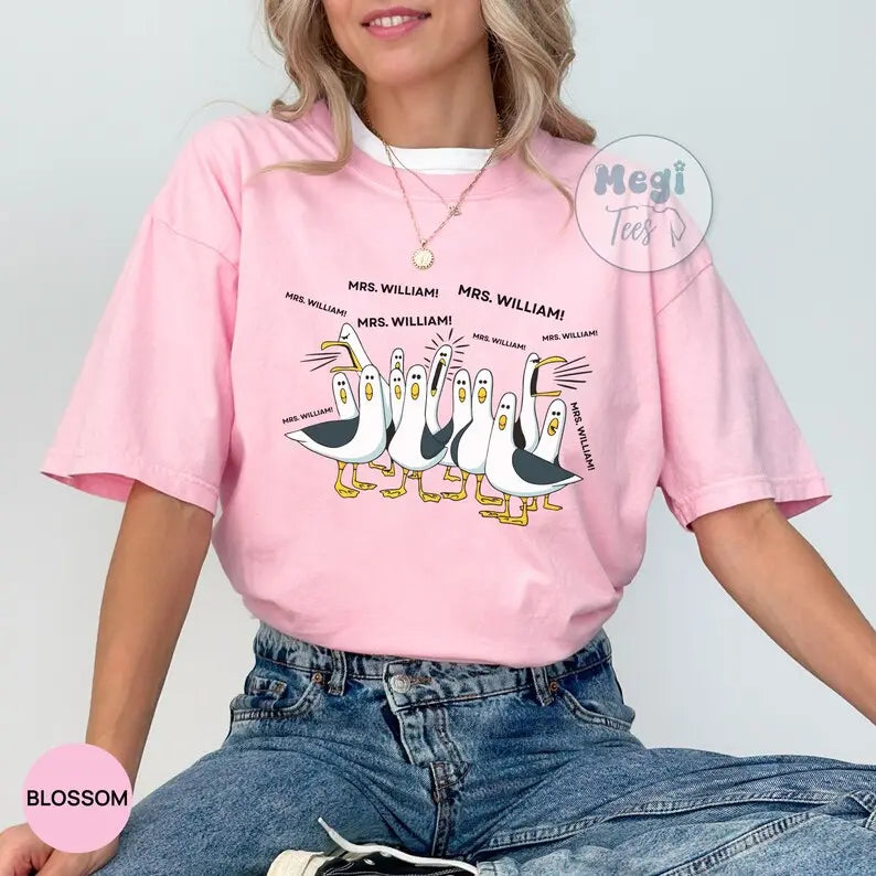 Comfort Colors Custom Seagull Teacher Tee: Personalized Appreciation Gift Shirt