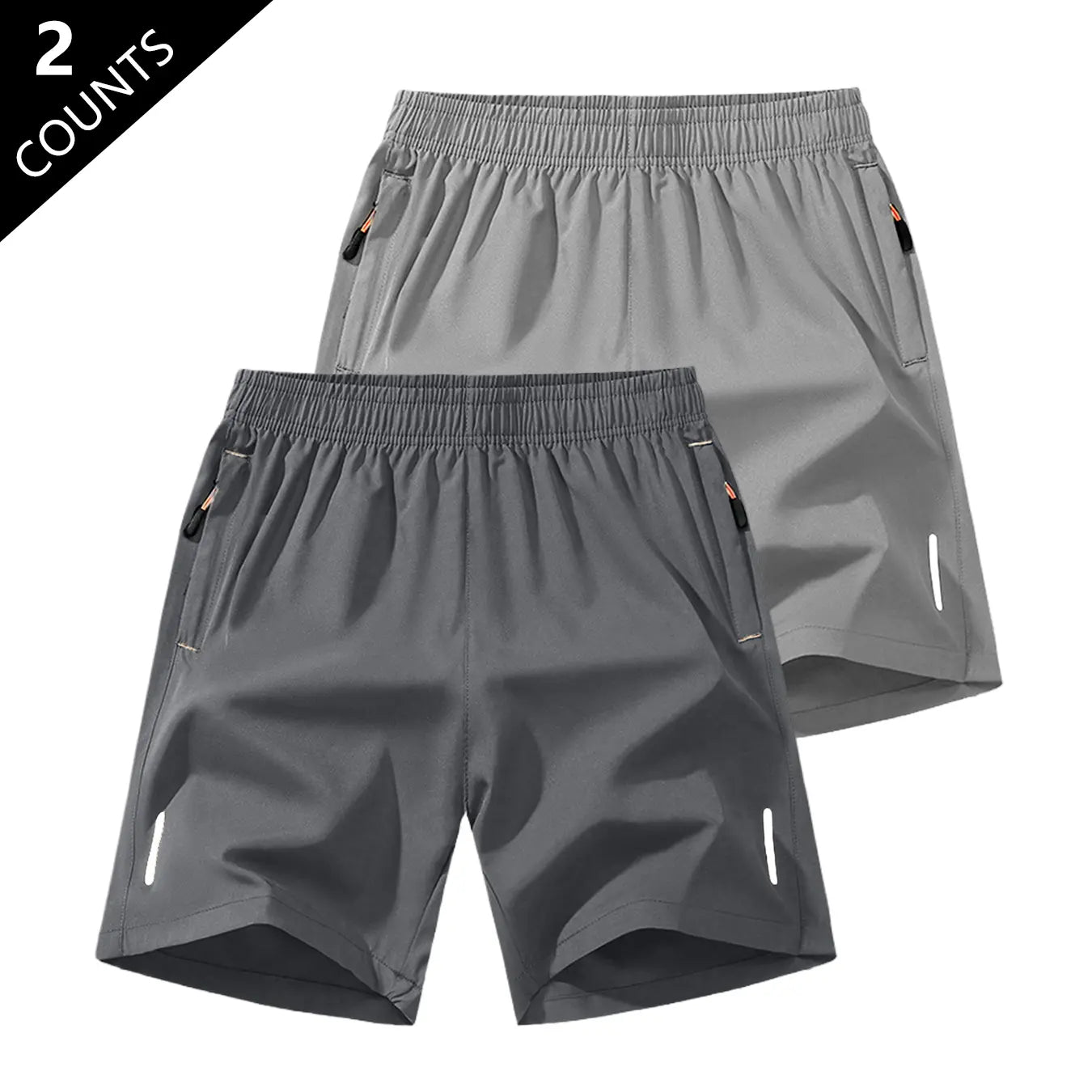 Men's Solid-Color Casual Summer Shorts with Zippered Pockets (97% Polyester/3% Spandex) - Tropical Beige