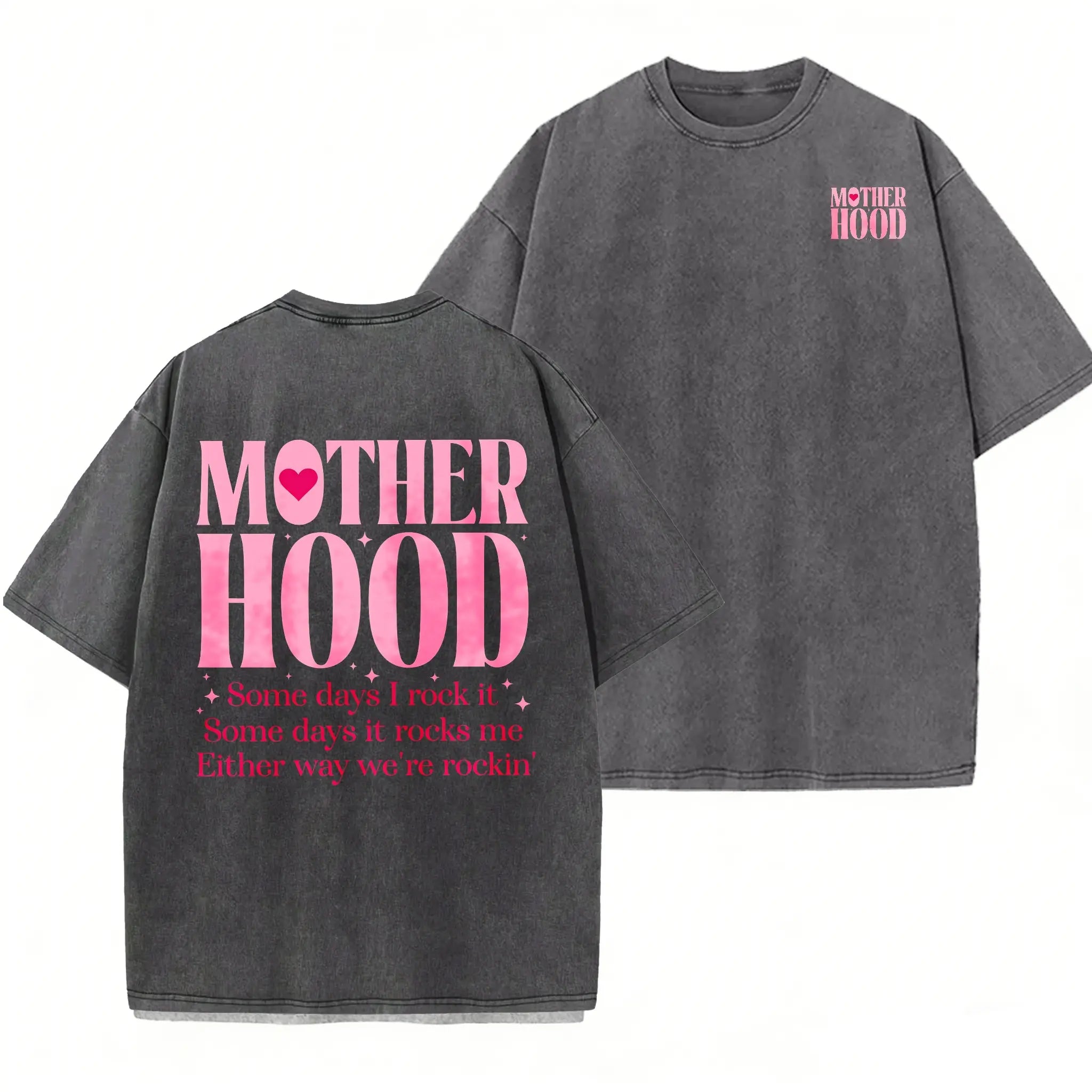 Washed Cotton Mom Life T-Shirt – Relaxed Fit, Oversized, Perfect Gift for Mother's Day