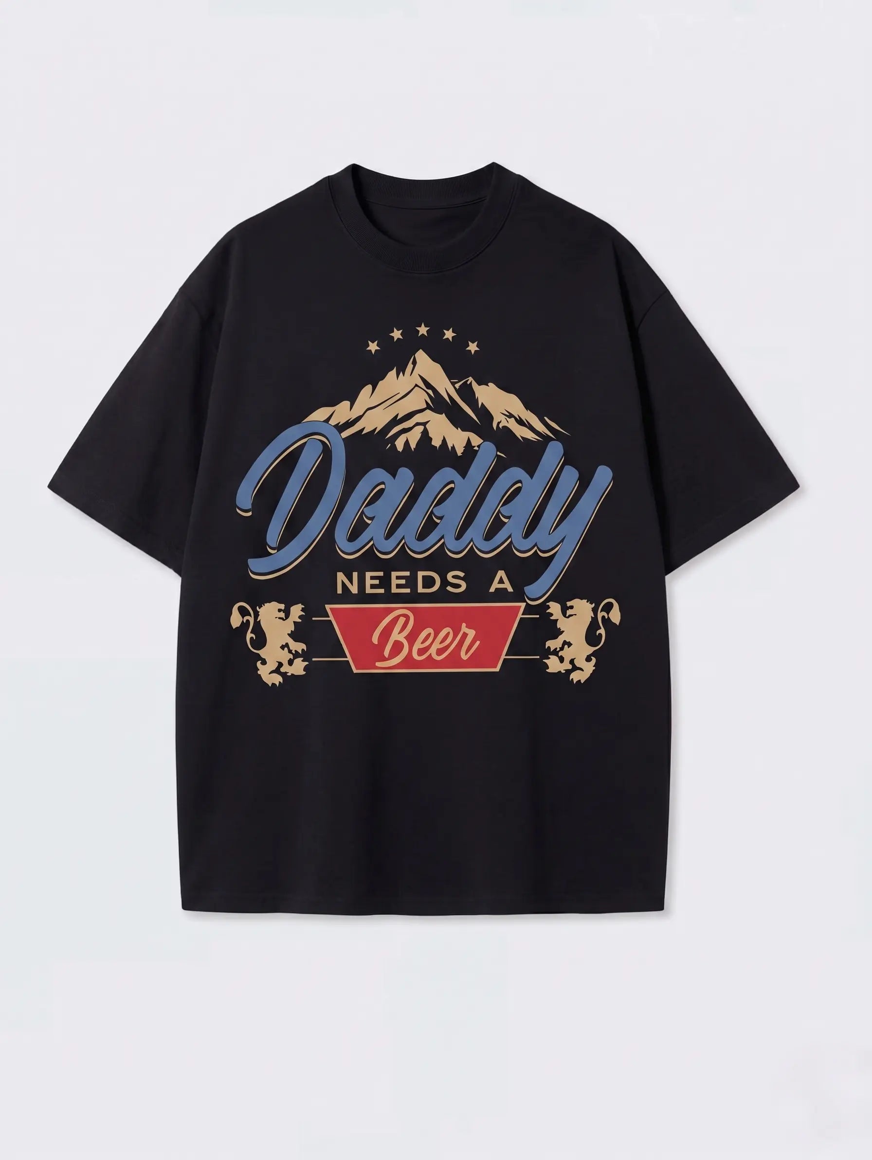 "Daddy Needs A Beer" Vintage Acid Wash Heavyweight Boxy T-Shirt