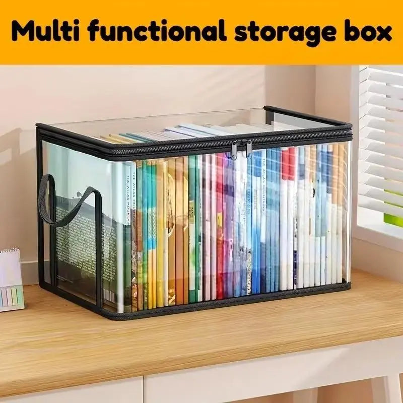 Heavy-Duty Clear Plastic Storage Box: Large Capacity Organizer with Hinged Lid