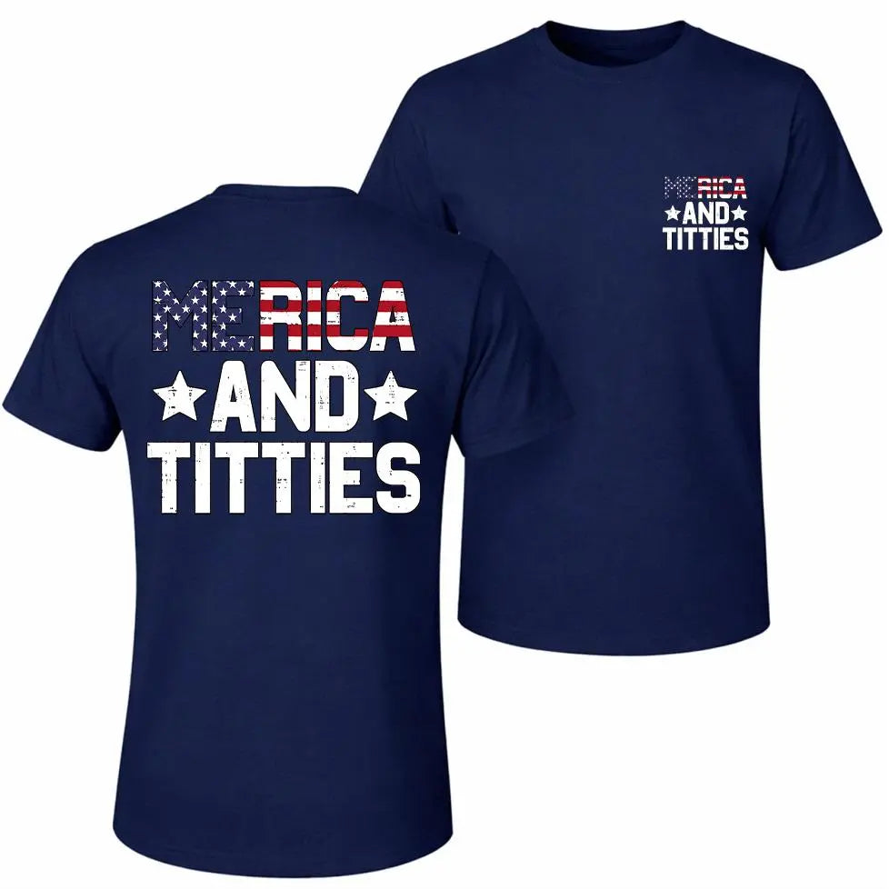 Men's "Merica And Titties" Sleeveless Tank Top – Punk Printed Crew Neck Vest