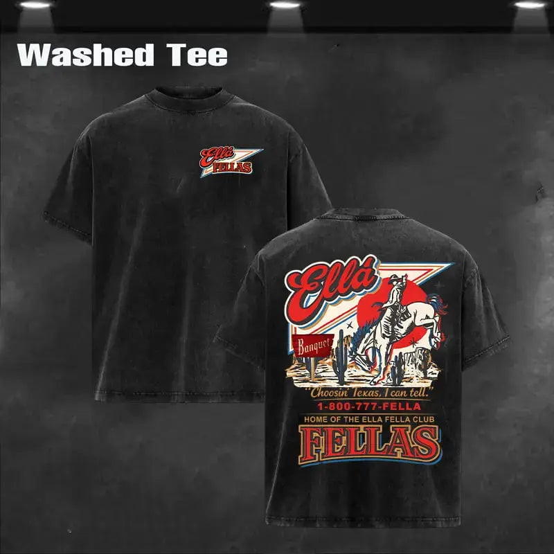 'Ella Choosin’ Texas' Retro Western Graphic T-Shirt - Funny Country Music & Lone Star Cowboy Tee