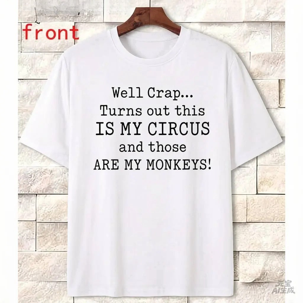 Men’s Comfortable Cotton T-Shirt Featuring Circus Monkeys Saying