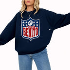 Team Benito Sweatshirt – Retro Football Shield Graphic Crewneck Pullover