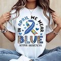 "In April We Wear Blue" Shirt | Autism Awareness Ribbon & Puzzle Tee