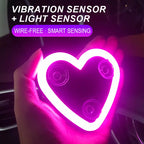 Solar-Powered Heart Neon Light – Multi-Mode Dynamic Car Interior Decor Accessory