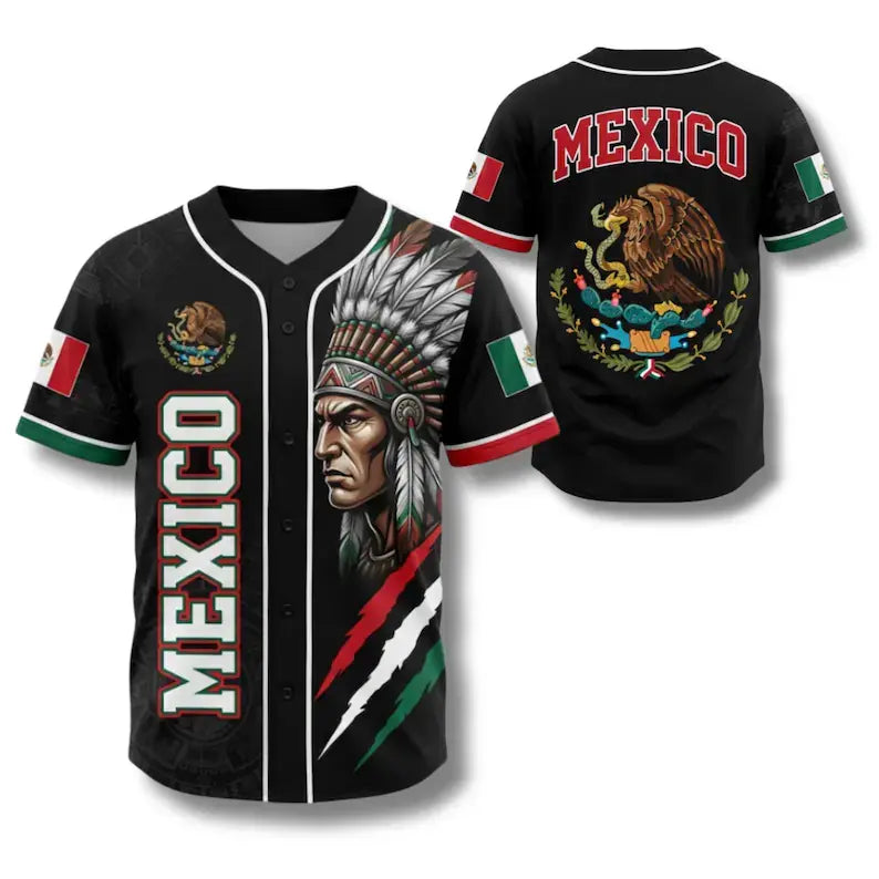 Mexico Aztec Warrior & Eagle All-Over Print Baseball Jersey