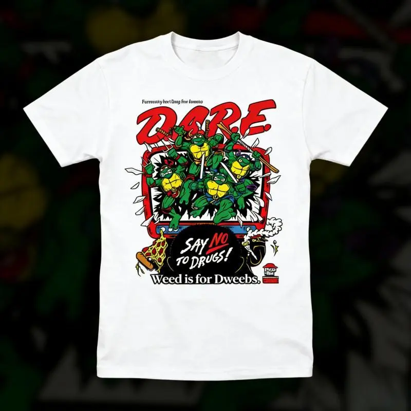 TMNT "DARE Say No To Drugs" T-Shirt | Classic Retro Ninja Turtles Pattern Tee