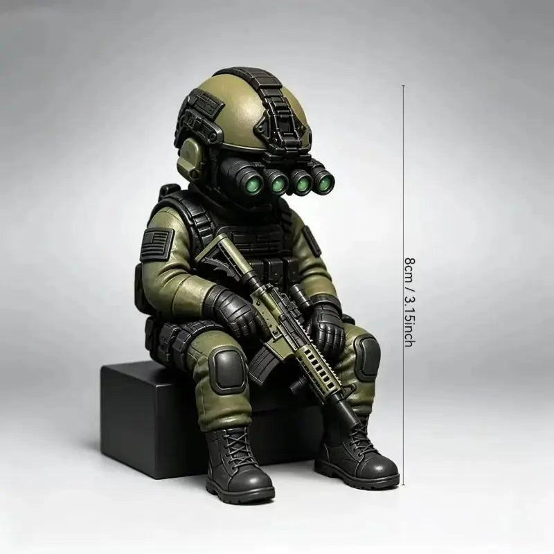Mini Hardcore Tactical Special Forces Figure – Night Vision Military Desk Decor