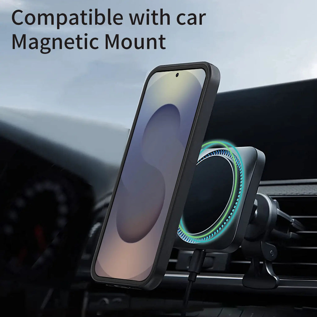 Built-in Screen Protector MagSafe Case – Transparent Rugged Silicone Bumper Cover for Samsung Galaxy S26 Ultra