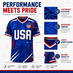 USA Patriotic Wolf Graphic V-Neck Sports Jersey – Lightweight Quick-Dry Athletic Top