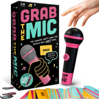 Grab The Mic Karaoke Party Game – Foam Microphone & 125 Cards Board Set