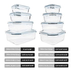 16-Piece Glass Food Storage Containers Set – Airtight Meal Prep & Kitchen Preservation Lids