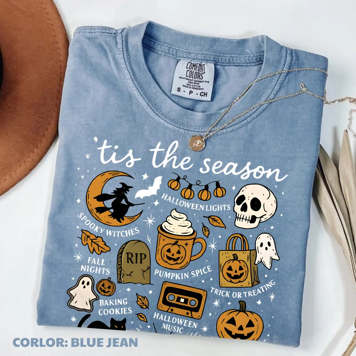 Comfort Colors Tis The Season Halloween Tee – Cute Coquette Retro Pumpkin Spooky Graphic Shirt