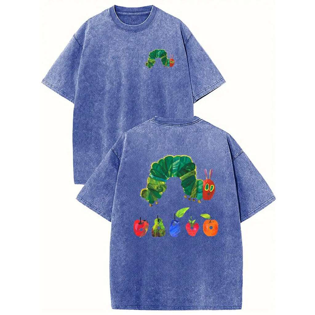 Holafish Retro Acid Wash Tee: "The Very Hungry Caterpillar" Heavyweight Streetwear