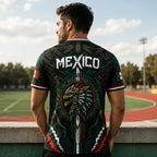 2026 Mexico Eagle Warrior V-Neck Soccer Jersey, Aztec Calendar Graphic Short Sleeve Fan Tee