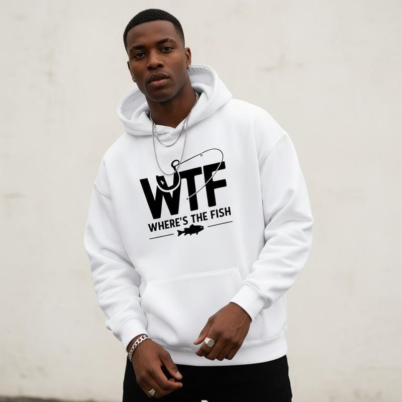 Funny Fishing Graphic Hoodie | Men's Cotton Blend Outdoor Pullover